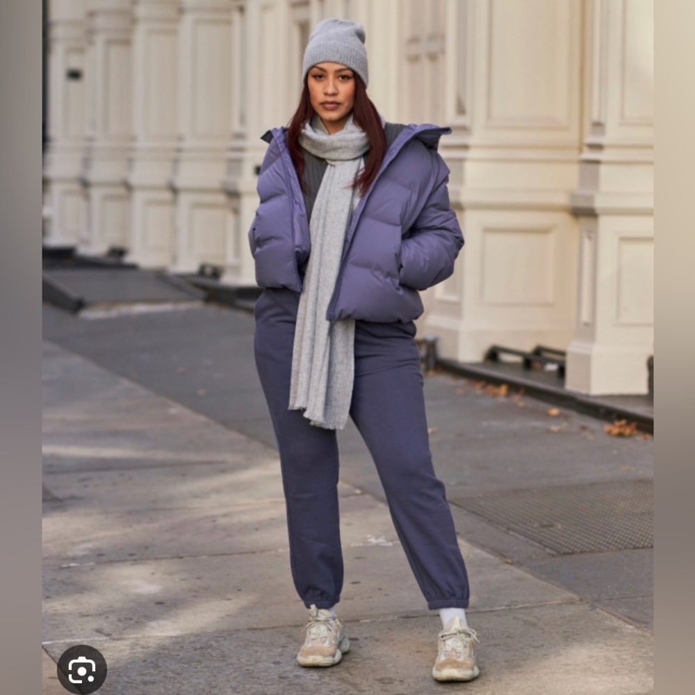 Womens Uniqlo Seamless Down Puffer Coat Dusty Purple Size XL